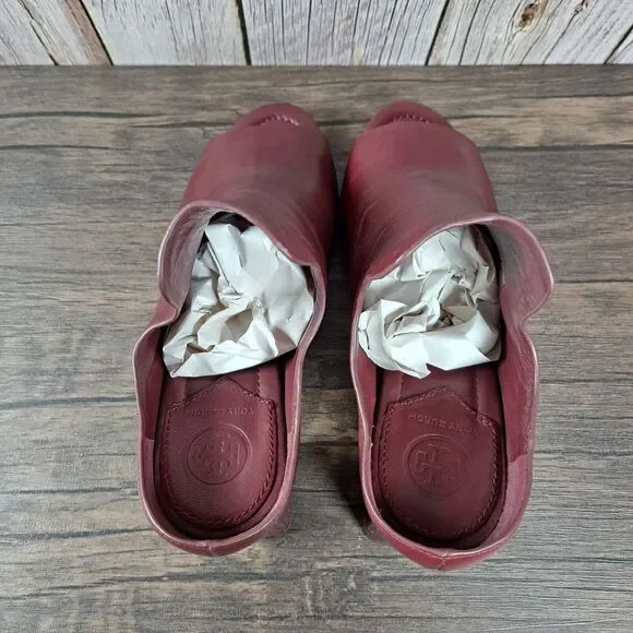 Tory Burch Finley 65mm Rod Calf Leather Slip On Mule Women's 8.5 M Port Royal